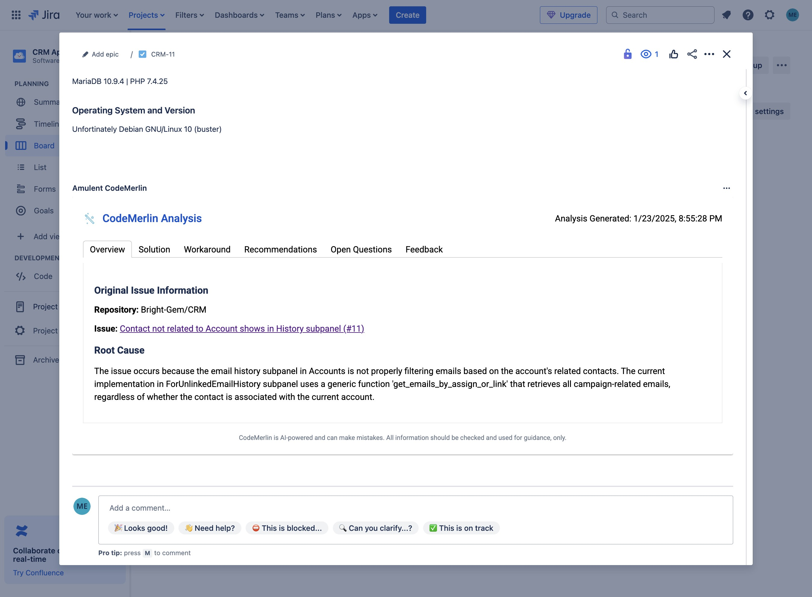 CodeMerlin Overview Tab