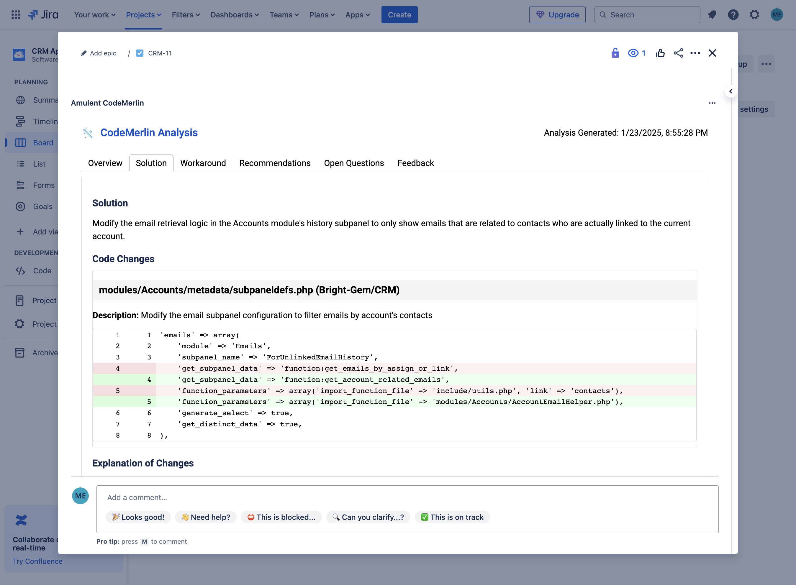 CodeMerlin Solution Tab